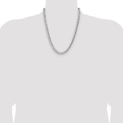 Sterling Silver 7.6mm Hammered Curb 22 Inch Chain