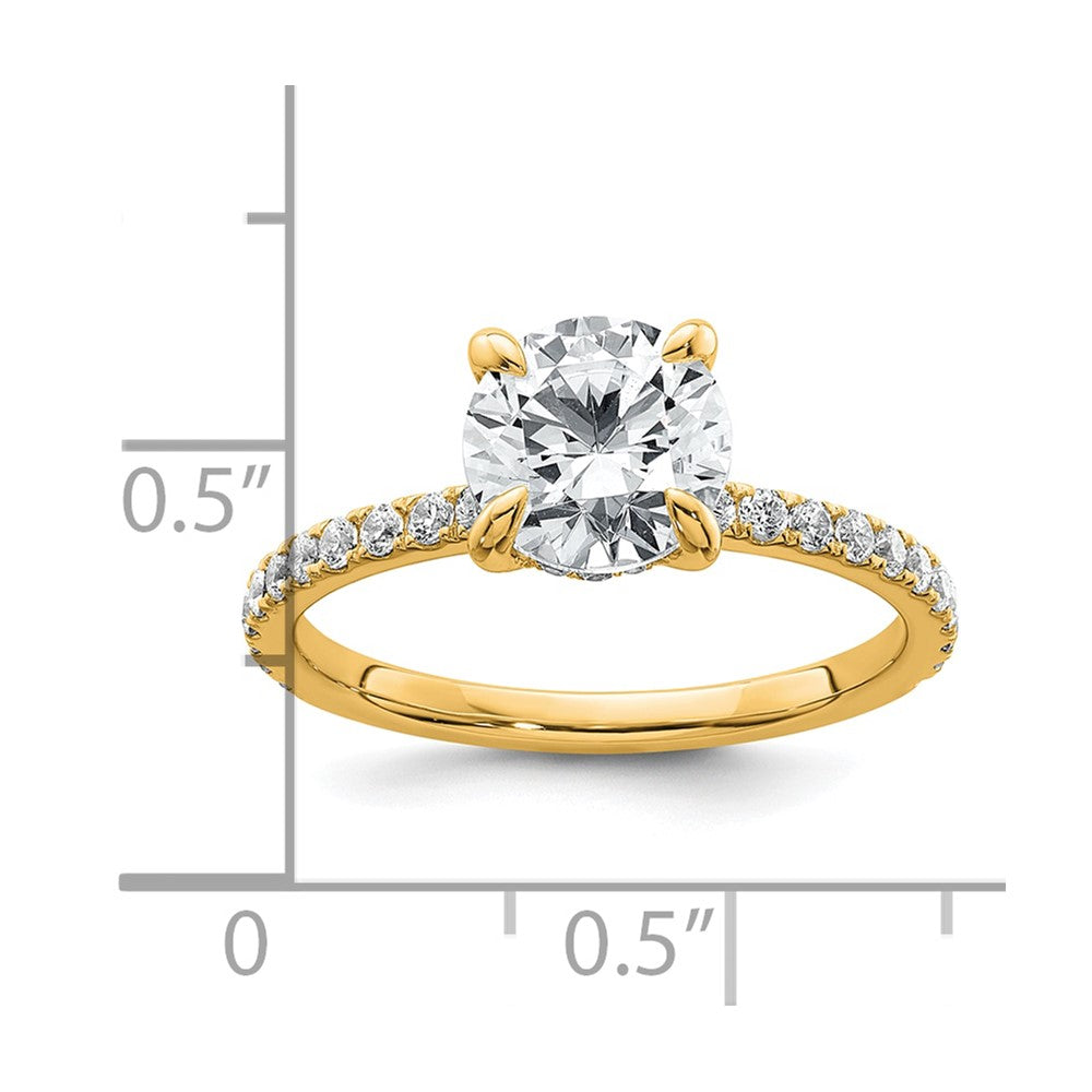 14K Yellow Gold 2 carat Certified Lab Grown Diamond VS+ F+ Round Complete Solitaire with Flair Engagement Ring