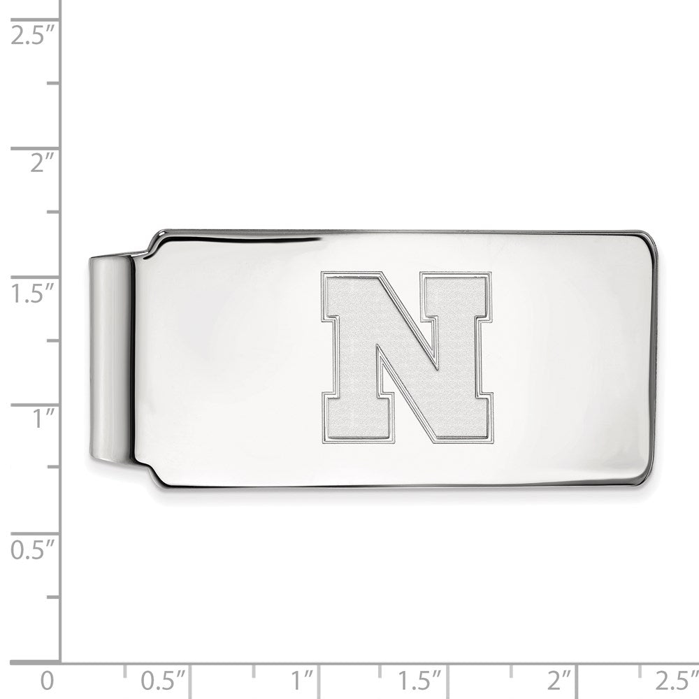 10K White Gold LogoArt University of Nebraska Letter N Money Clip
