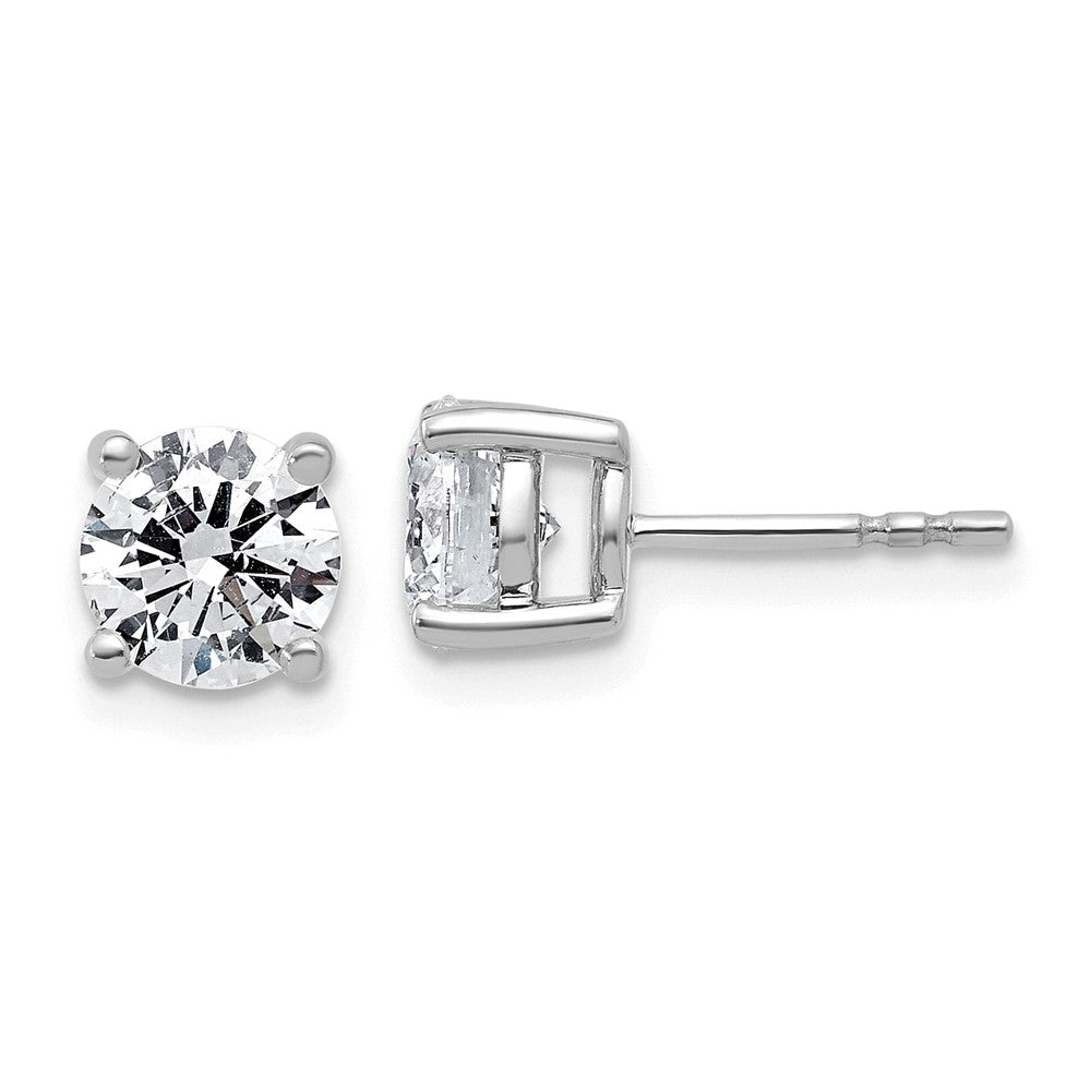 14K White Gold 2 carat Lab Grown Diamond VS/SI+ G+ Round Complete Four Prong Lightweight Stud Earrings