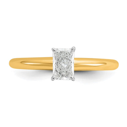 14K Two-Tone Gold Two-tone 1/2 carat Certified Lab Grown Diamond VS+ F+ Radiant Solitaire Complete Engagement Ring