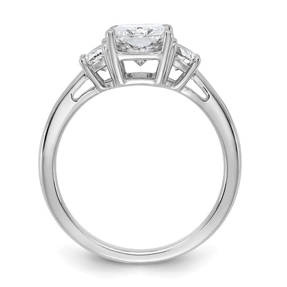 14K White Gold 2 1/2 carat Certified Lab Grown Diamond VS+ F+ Radiant and Half Moon Complete Three Stone Engagement Ring