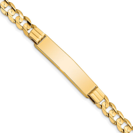 14K Yellow Gold Polished Solid Chain/Solid Plate Curb Link 37x8mm Plate 8 Inch ID Bracelet