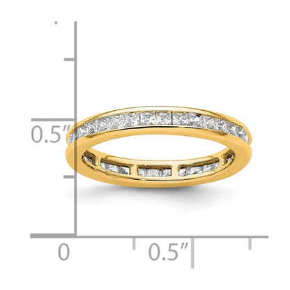 14K Yellow Gold Polished Size 6.5 Channel-set 1 carat Princess Diamond Complete Eternity Wedding Band Ring
