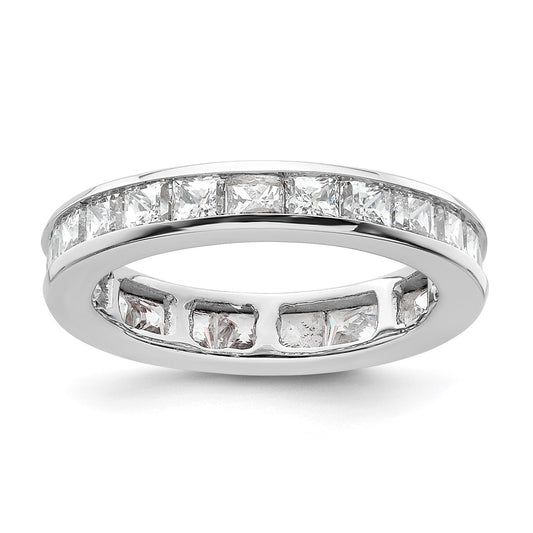 14K White Gold Polished Size 4 Channel-set 2 carat Princess Diamond Complete Eternity Wedding Band Ring