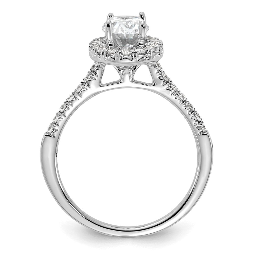 True Origin 14K White Gold 3/8 carat Lab Grown Diamond VS+ F+ Semi-Mount Oval Halo Engagement Ring