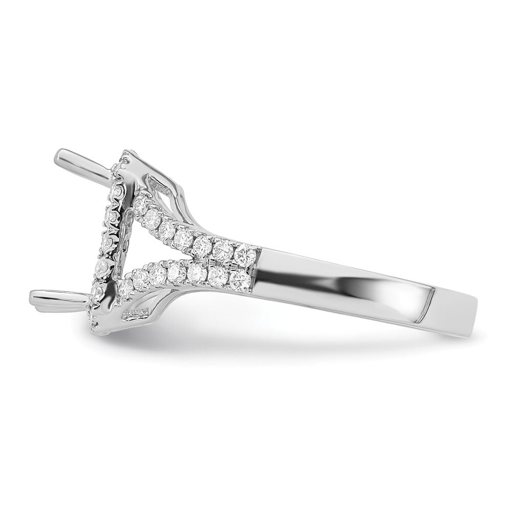 True Origin 14K White Gold 1/2 carat Lab Grown Diamond VS+ F+ Semi-Mount Emerald Halo Engagement Ring