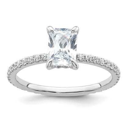 14K White Gold 1 1/3 carat Certified Lab Grown Diamond VS/SI+ G+ Radiant Complete Solitaire with Flair Engagement Ring