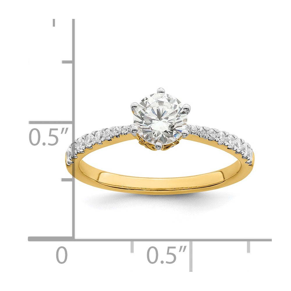 14K Yellow Gold Gold Leaf Design (Holds 3/4 carat (5.8mm) Round Center) 1/4 carat Diamond Semi-Mount Engagement Ring