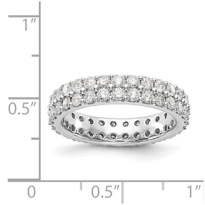 14K White Gold Polished Round 2CT Double Row Diamond Eternity Wedding Band Ring