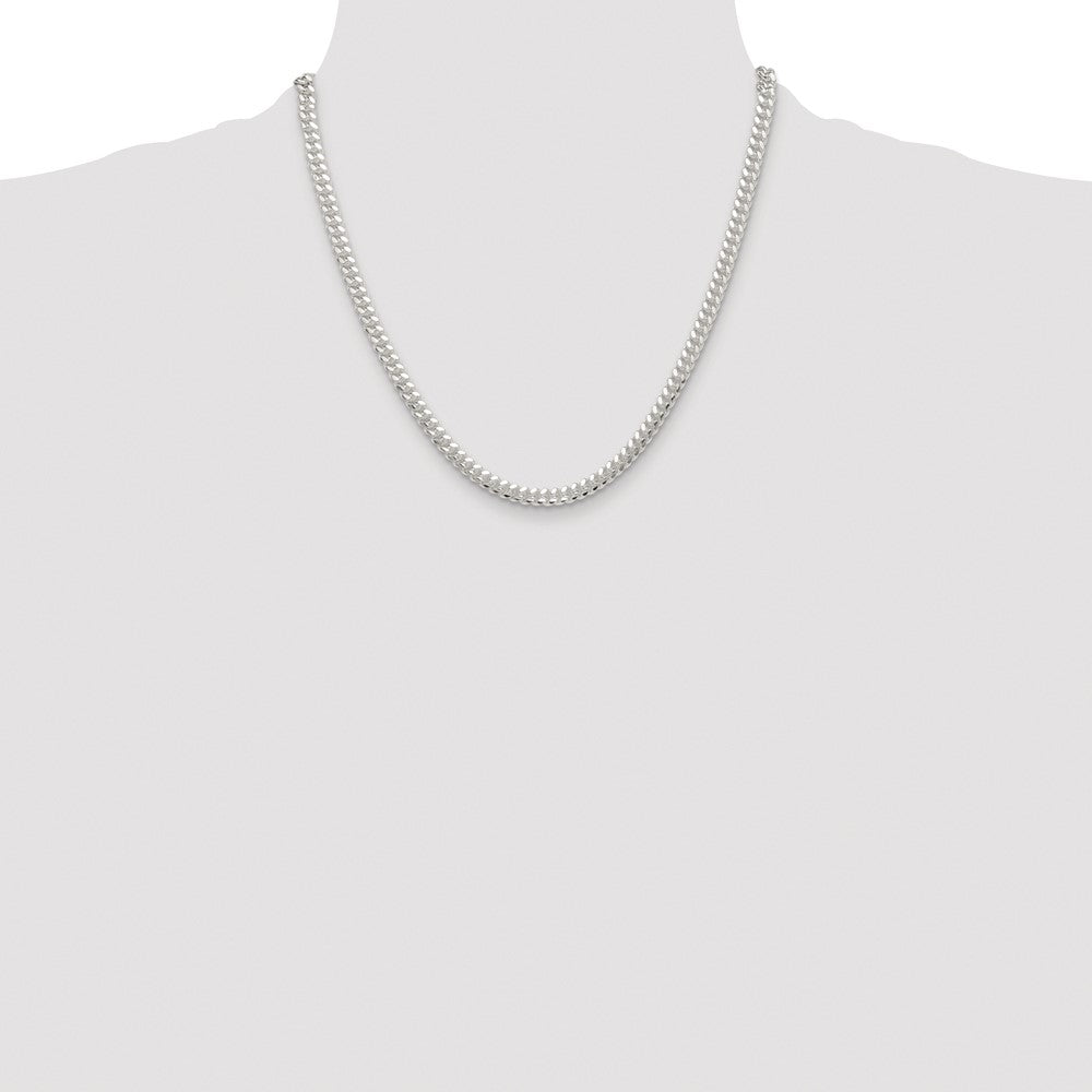 Sterling Silver Rhodium-plated Polished 5.7mm Domed Curb 20 Inch Chain