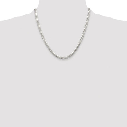 Sterling Silver Rhodium-plated Polished 5.7mm Domed Curb 20 Inch Chain