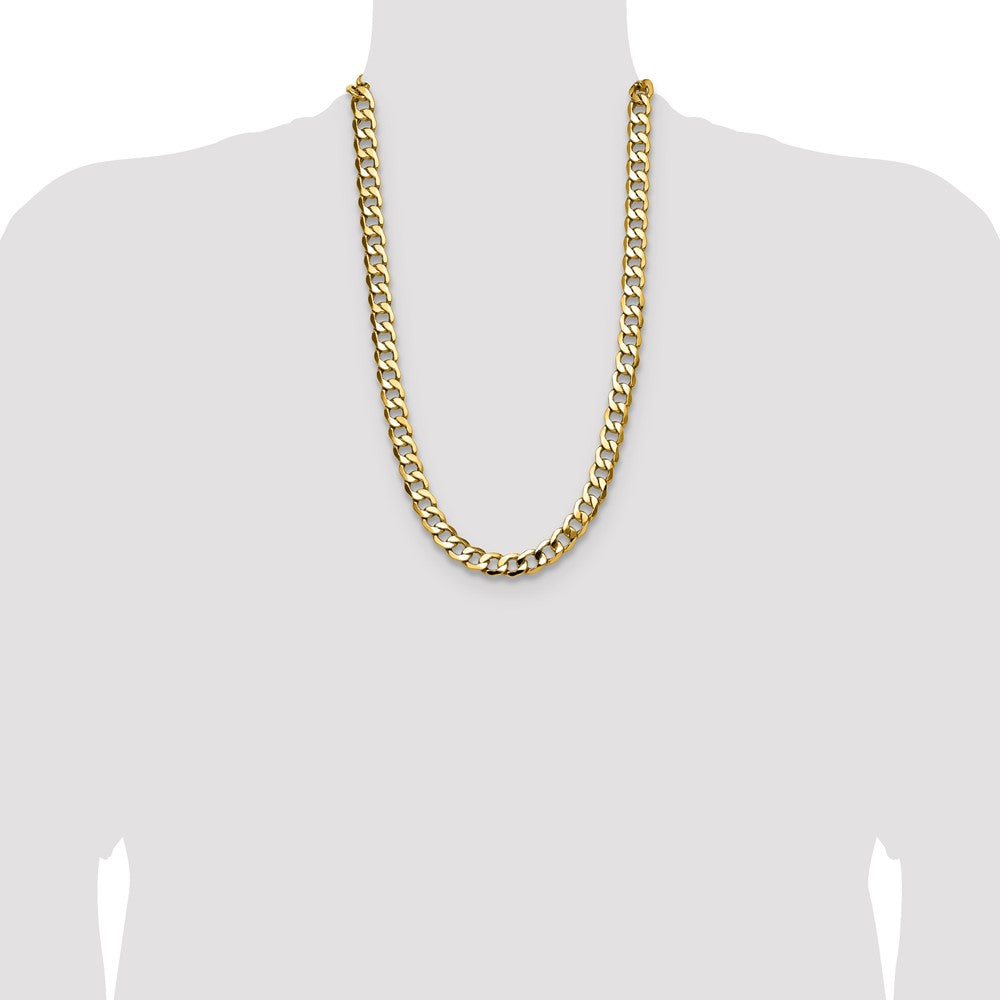 14K Yellow Gold 11.3mm Semi-Solid Curb 26 Inch Chain