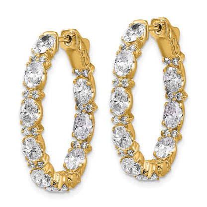 14K Yellow Gold 5 carat Lab Grown Diamond VS/SI+ G+ Oval and Round Complete In and Out Hoop Earrings
