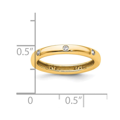 14K Yellow Gold Polished Size 4.5 Bezel-set 1/10 carat Diamond Complete Eternity Wedding Band Ring
