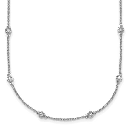 14K White Gold Complete 3/8 carat Bezel-set Diamond and Cable Chain 16-Station 16 Inch Necklace