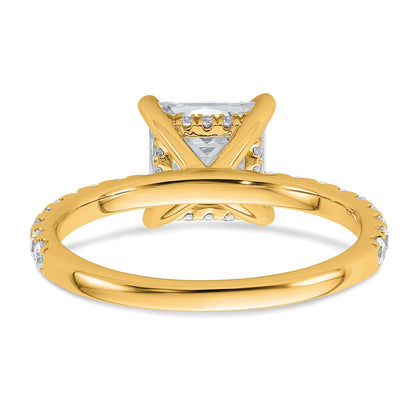 14K Yellow Gold 2 1/2 carat Certified Lab Grown Diamond VS+ F+ Princess Complete Solitaire with Flair Engagement Ring