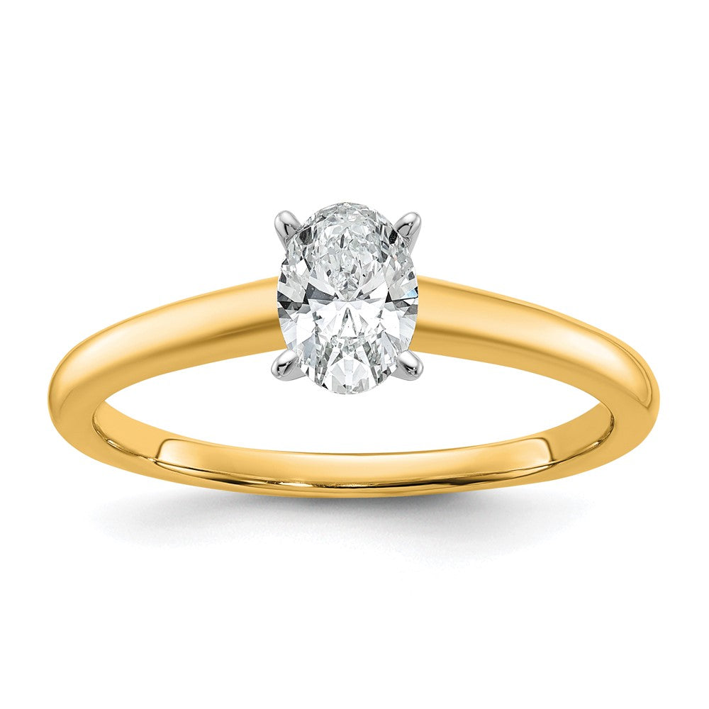 14K Two-Tone Gold 1/2 carat Lab Grown Diamond VS+ F+ Oval Complete Solitaire Engagement Ring