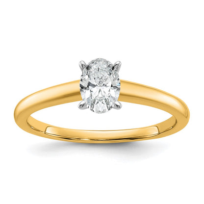 14K Two-Tone Gold 1/2 carat Lab Grown Diamond VS+ F+ Oval Complete Solitaire Engagement Ring