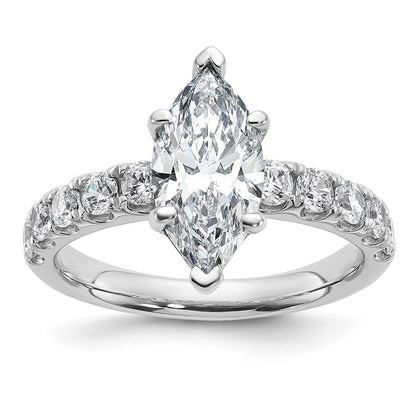 14K White Gold Certified 2 3/4 carat Lab Grown Diamond VS+ F+ Marquise Complete Engagement Ring