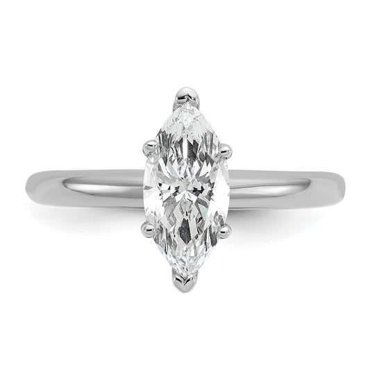 14K White Gold 1 carat Certified Lab Grown Diamond VS+ F+ Marquise Solitaire Complete Engagement Ring