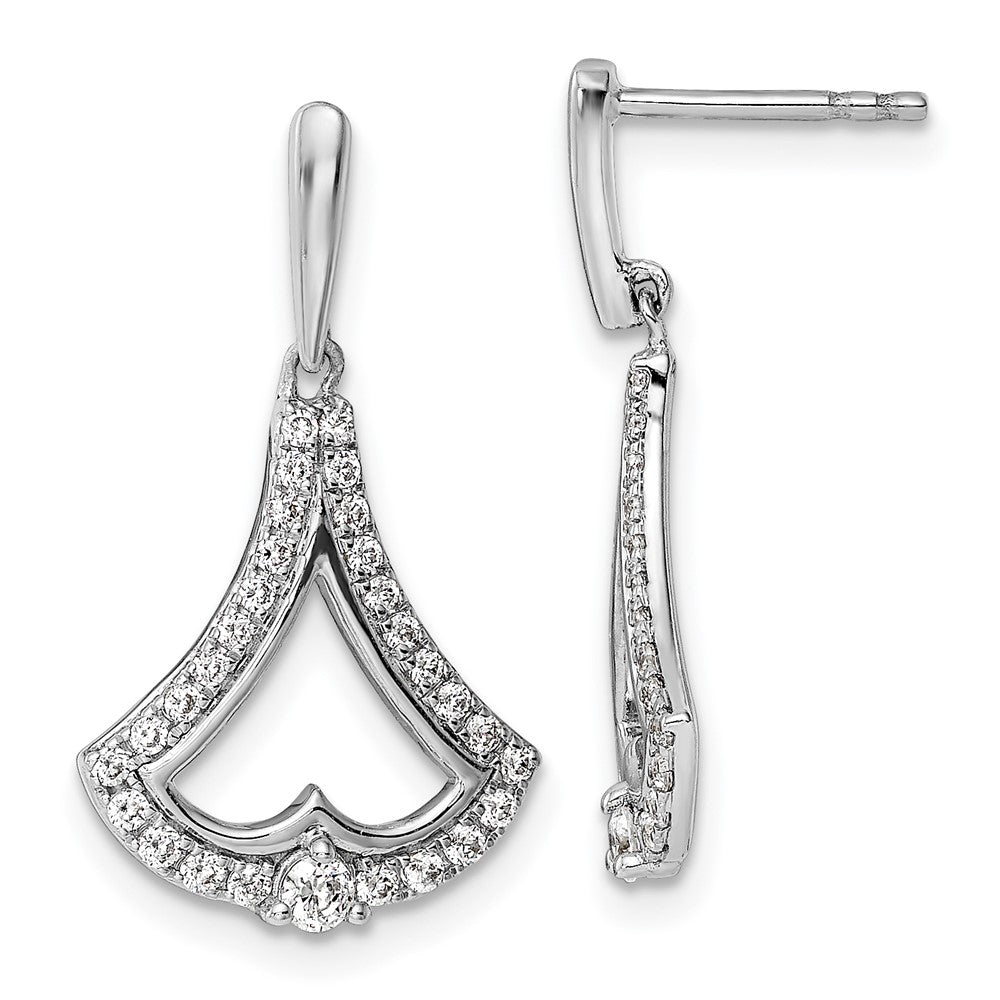 14K White Gold 1/2 carat Diamond Post Dangle Earrings