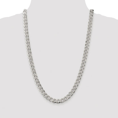 Sterling Silver Rhodium-plated 9.3mm Pav‚ Curb 26 Inch Chain