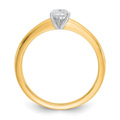 14K Two-Tone Gold Two-tone 1/2 carat Certified Lab Grown Diamond VS+ F+ Pear Solitaire Complete Engagement Ring