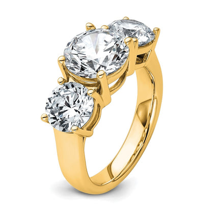 True Origin 14K Yellow Gold 5 carat Lab Grown Diamond VS+ F+ Complete Round Three Stone Ring