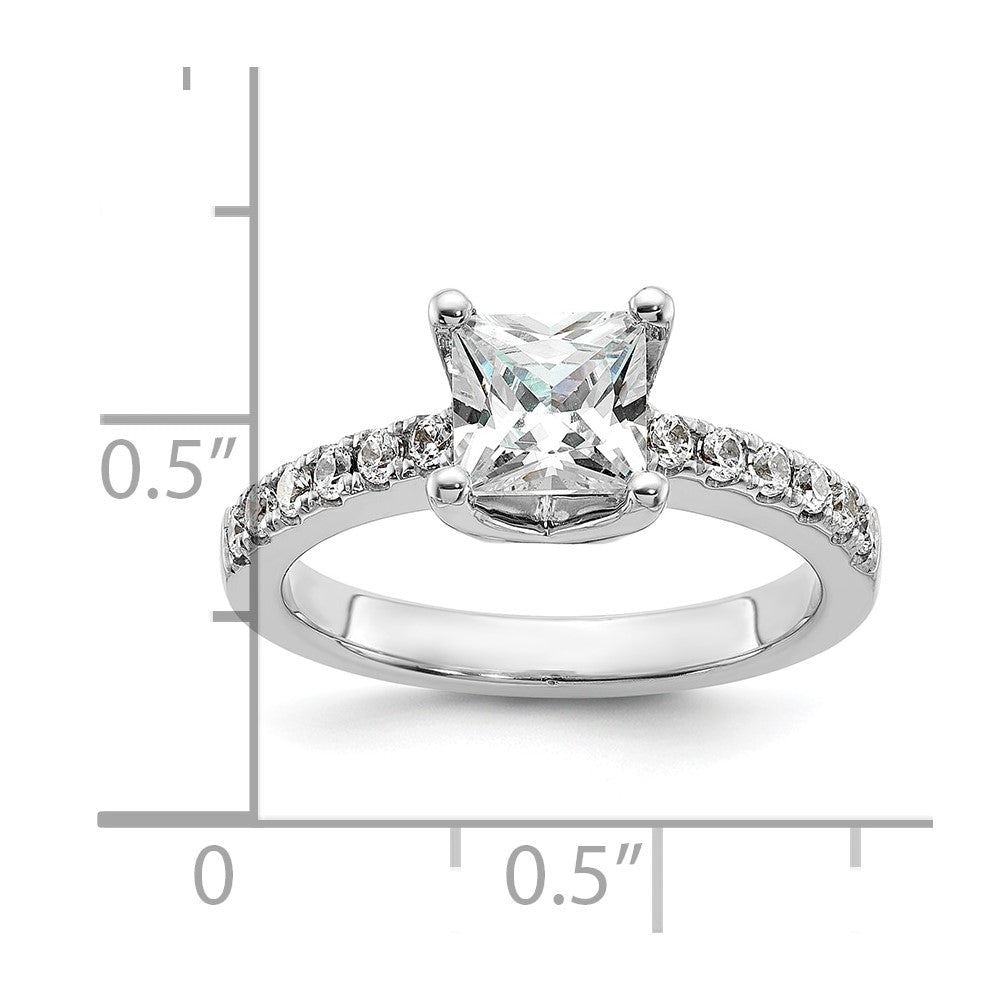 True Origin 14K White Gold 3/8 carat Lab Grown Diamond VS+ F+ Semi-Mount Princess Engagement Ring