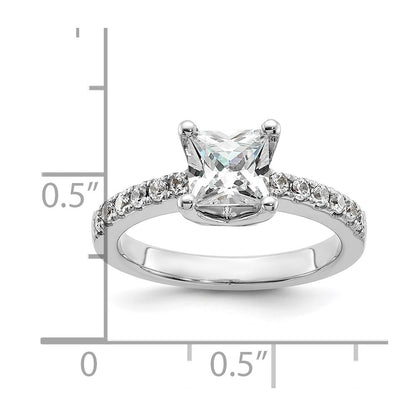 True Origin 14K White Gold 3/8 carat Lab Grown Diamond VS+ F+ Semi-Mount Princess Engagement Ring