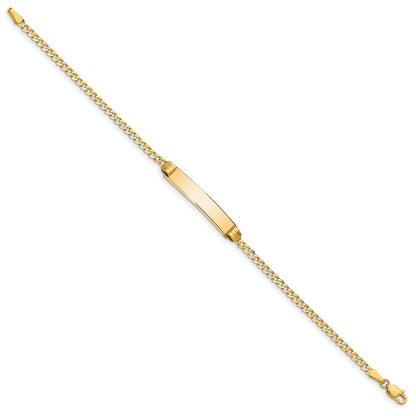 14K Yellow Gold Polished Solid Chain/Solid Plate Curb Link 25x5mm Plate 7 Inch ID Bracelet