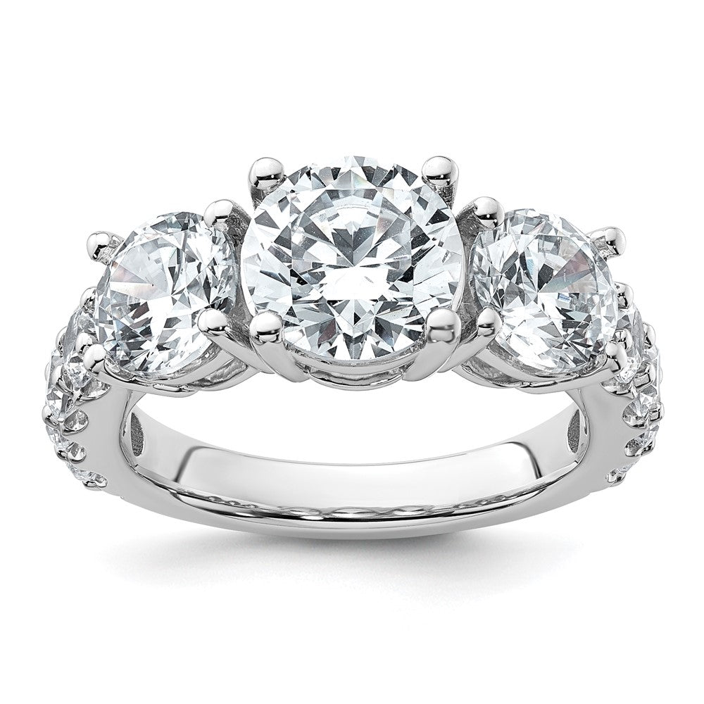 14K White Gold 5 carat Certified Lab Grown Diamond VS/SI+ G+ Round Complete Three Stone Engagement Ring