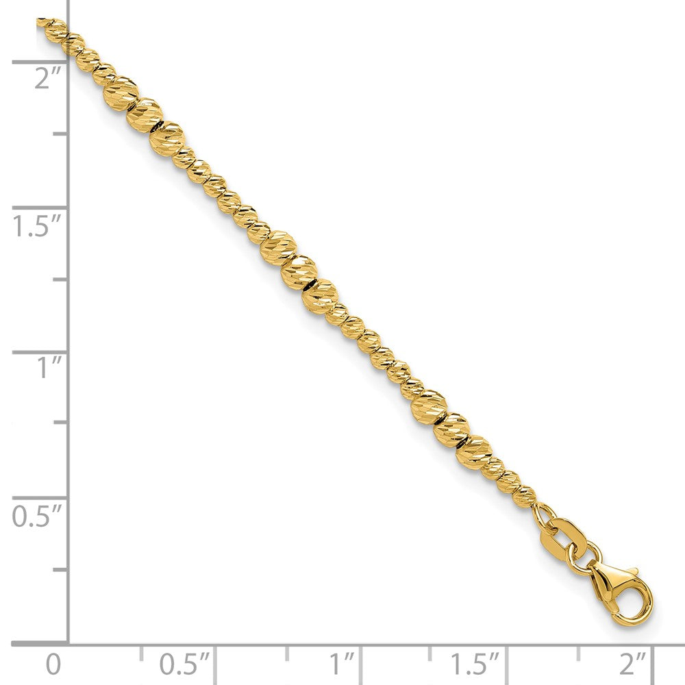 14K Yellow Gold Diamond-cut Beaded 7.5 Inch Bracelet