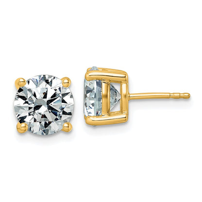 14K Yellow Gold 5 carat Lab Grown Diamond VS/SI+ G+ Round Complete Four Prong Lightweight Stud Earrings