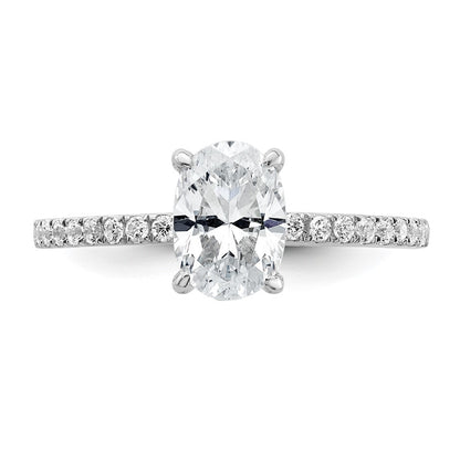 14K White Gold 1 1/3 carat Certified Lab Grown Diamond VS+ F+ Oval Complete Solitaire with Flair Engagement Ring