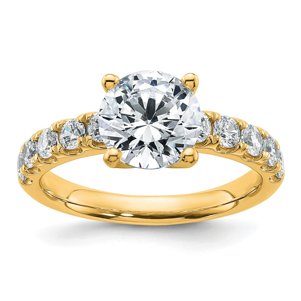 14K Yellow Gold Certified 2 3/4 carat Lab Grown Diamond VS+ F+ Round Complete Engagement Ring