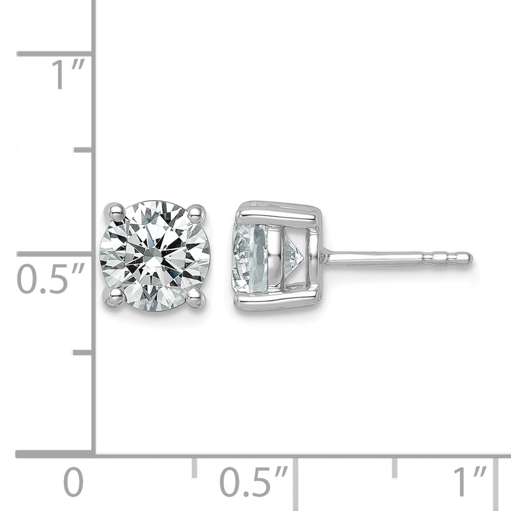 14K White Gold 2 1/2 carat Certified Lab Grown Diamond VS/SI+ G+ Round Complete Four Prong Lightweight Stud Earrings
