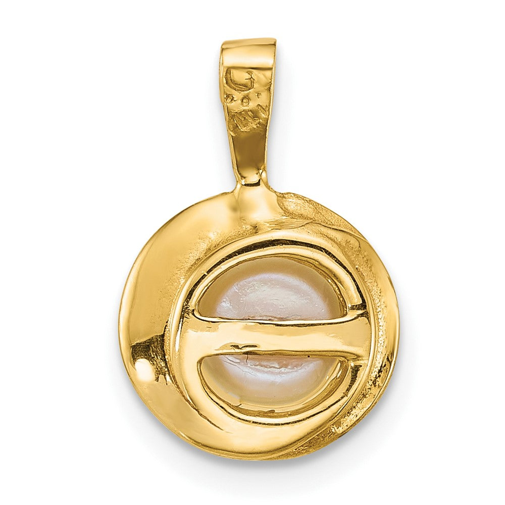 14K Yellow Gold Polished 6-7mm Button Freshwater Cultured Pearl Pendant