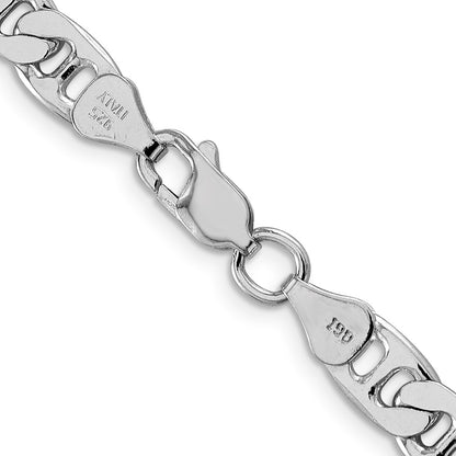 Sterling Silver Rhodium-plated 6.5mm Flat Anchor 24 Inch Chain