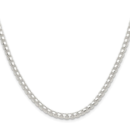 Sterling Silver Rhodium-plated Polished 4mm Round Box 30 Inch Chain