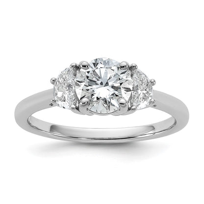 14K White Gold 1 3/8 carat Certified Lab Grown Diamond VS+F+ Round Complete Three Stone Engagement Ring