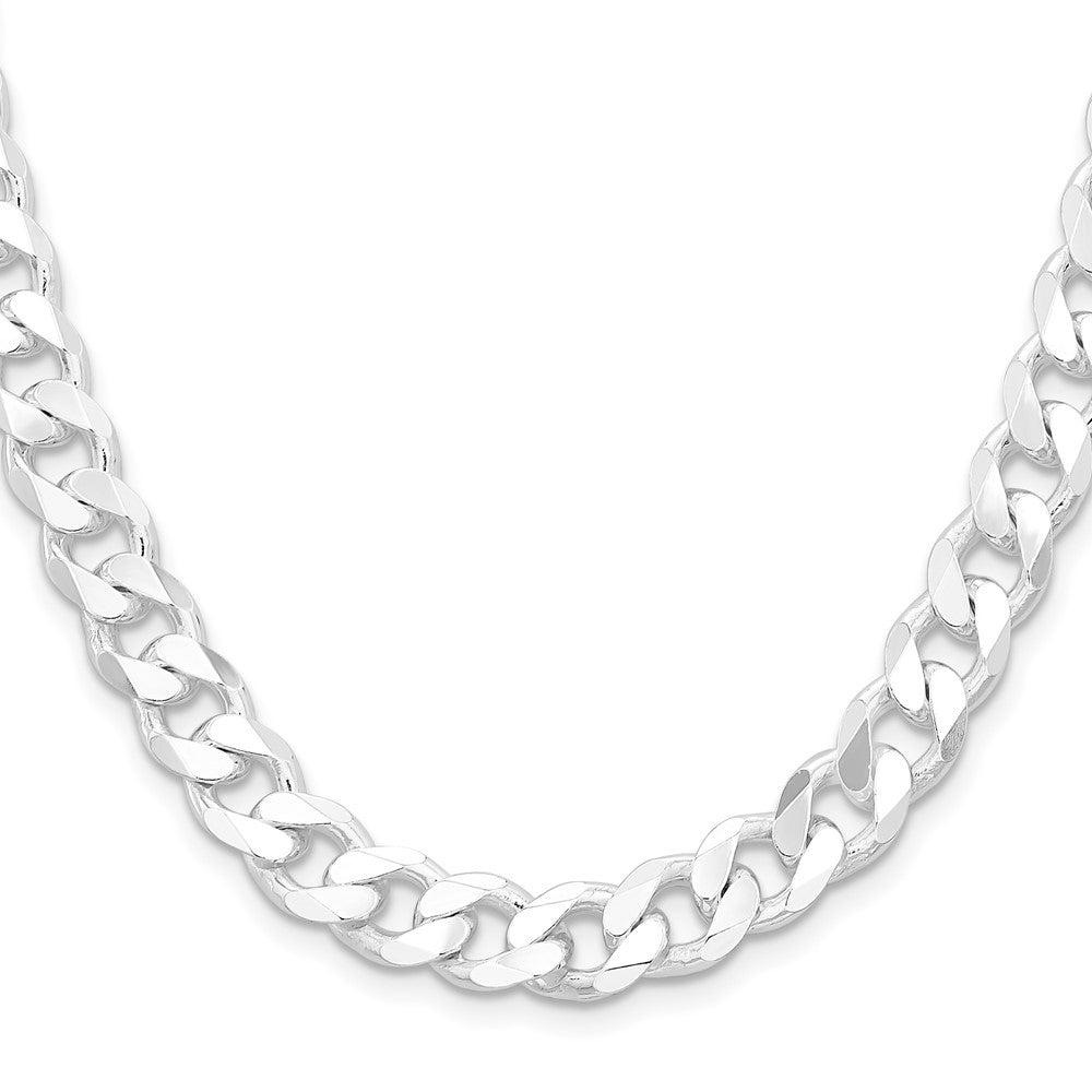 Sterling Silver Rhodium-plated 9.3mm Curb 26 Inch Chain