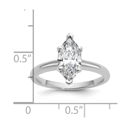 14K White Gold 1 1/2 carat Lab Grown Diamond VS+ F+ Marquise Solitaire Complete Engagement Ring