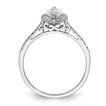14K White Gold Halo (Holds 3/4 carat (9.0x4.5mm) Marquise Center) 1/3 carat Diamond Semi-mount Engagement Ring