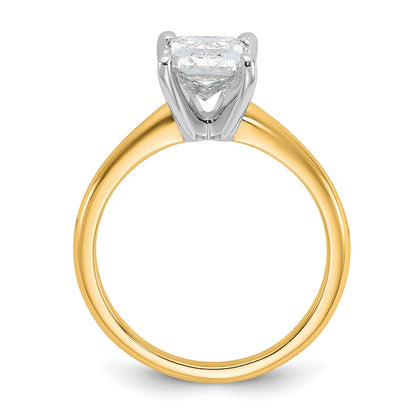 14K Two-Tone Gold Two-tone 2 carat Certified Lab Grown Diamond VS+ F+ Radiant Solitaire Complete Engagement Ring