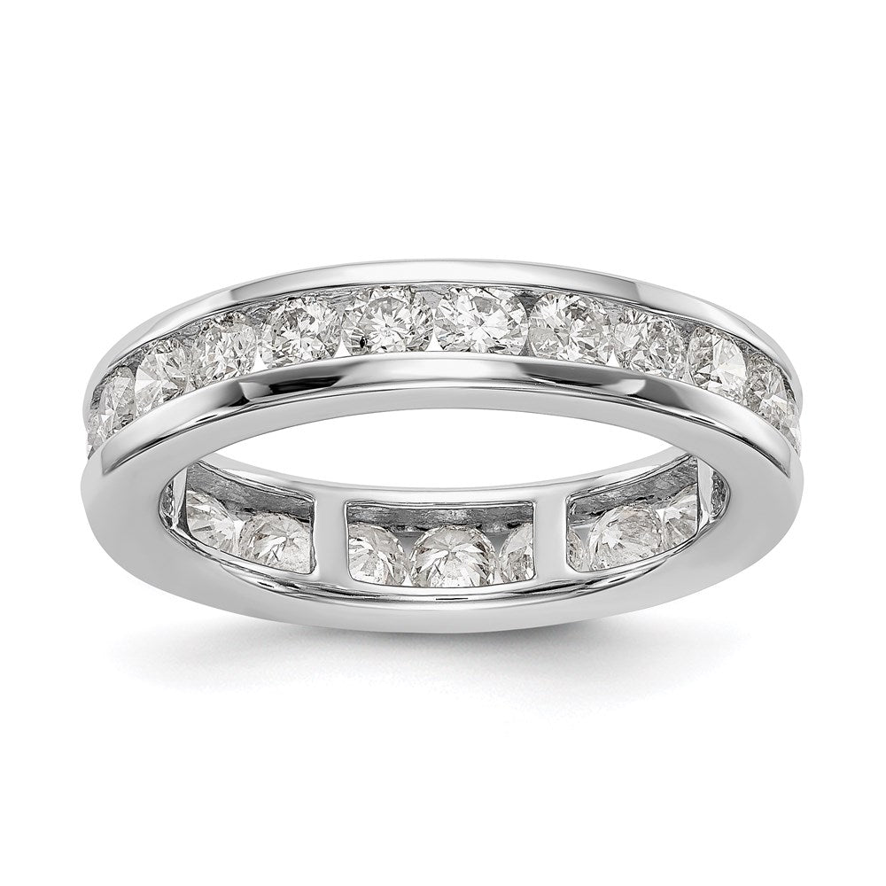 14K White Gold Polished 2ct Channel Set Diamond Eternity Wedding Band Ring