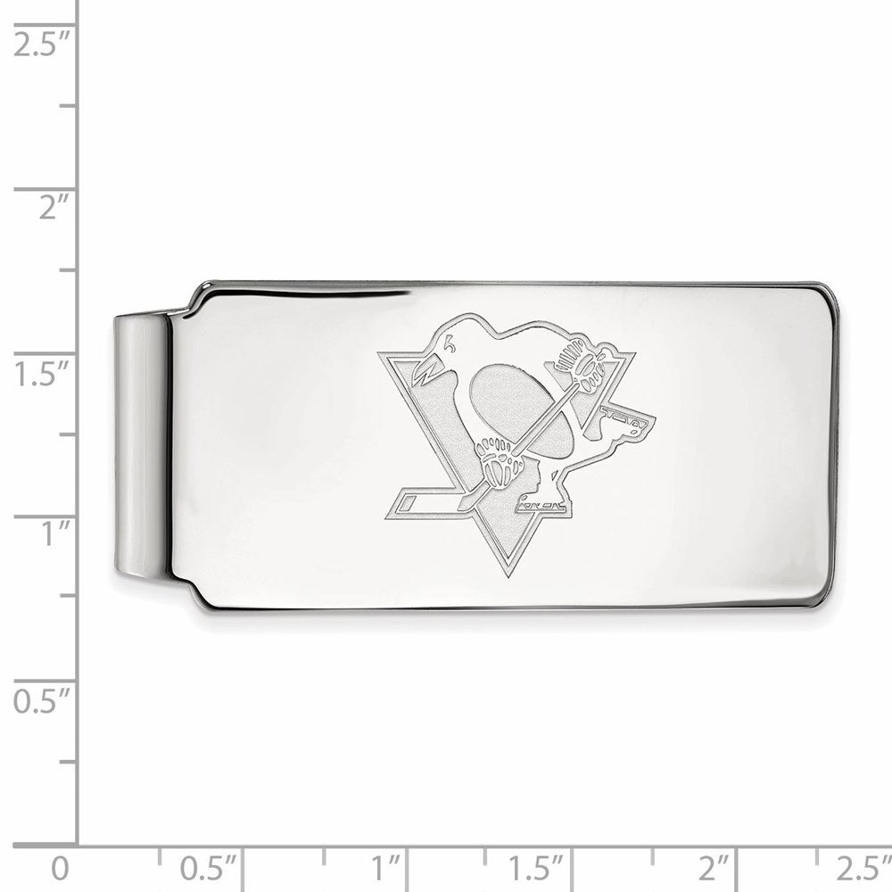 10K White Gold NHL LogoArt Pittsburgh Penguins Money Clip