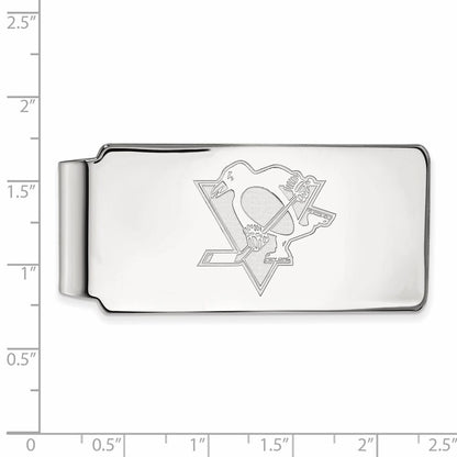 10K White Gold NHL LogoArt Pittsburgh Penguins Money Clip