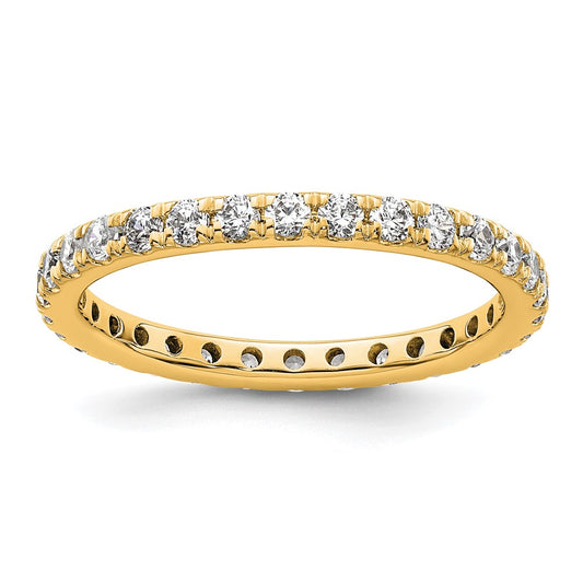 14K Yellow Gold Polished Size 8 U-Shared Prong 1 carat Diamond Complete Eternity Wedding Band Ring